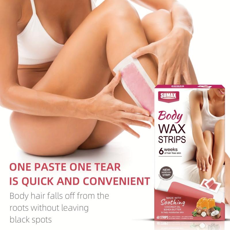 60 Coconut Essence Hair Removal Waxing Strips - Smooth & Effective Wax Paper