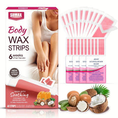 60 Coconut Essence Hair Removal Waxing Strips - Smooth & Effective Wax Paper