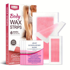 60 Coconut Essence Hair Removal Waxing Strips - Smooth & Effective Wax Paper