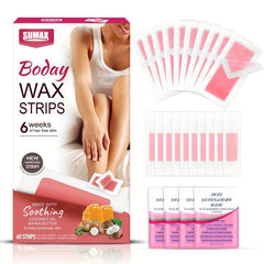 60 Coconut Essence Hair Removal Waxing Strips - Smooth & Effective Wax Paper