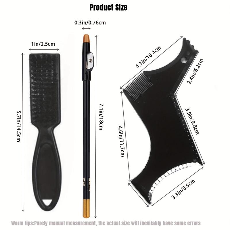 Beard Styling Comb Set Beard Trimmer Beard Shaper Ruler Pens Brush