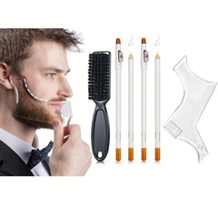 Beard Styling Comb Set Beard Trimmer Beard Shaper Ruler Pens Brush