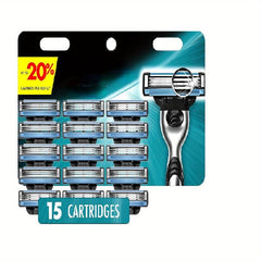 15pcs Men's Washable Razor Blade Refills Safe Razor Accessories