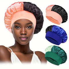3pcs Silk Bonnet Hair Bonnet For Sleeping Hair Care Wrap Cap
