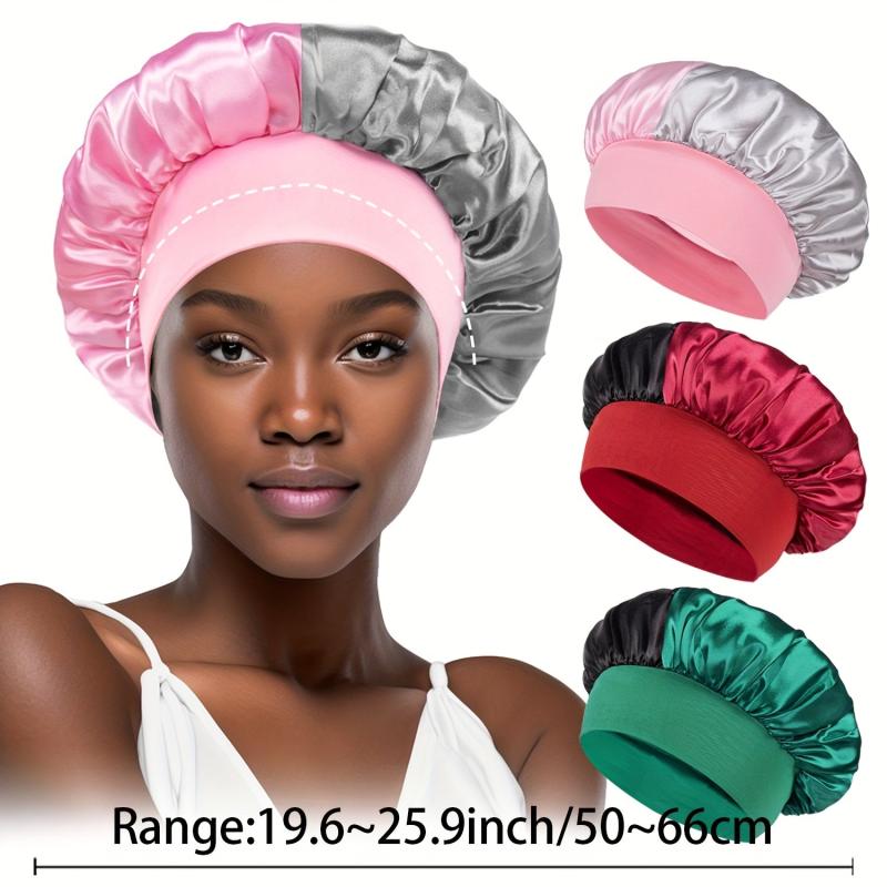 3pcs Silk Bonnet Hair Bonnet For Sleeping Hair Care Wrap Cap