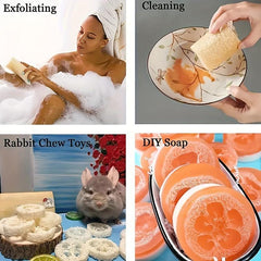 2PCS Natural Loofah Sponge Body Shower Wash Sponge Exfoliate Dead Skin