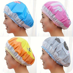 5pcs Cartoon Shower Caps Adjustable Waterproof Bath Caps