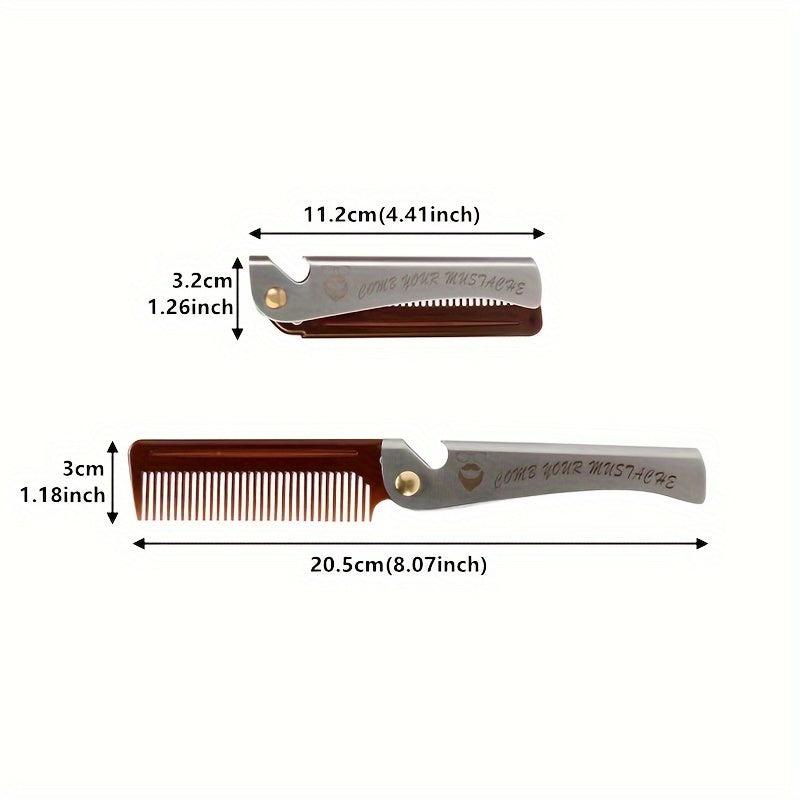 Folding Beard Comb Stainless Steel Men Portable Beard Shaping Tools