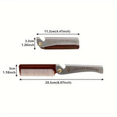 Folding Beard Comb Stainless Steel Men Portable Beard Shaping Tools