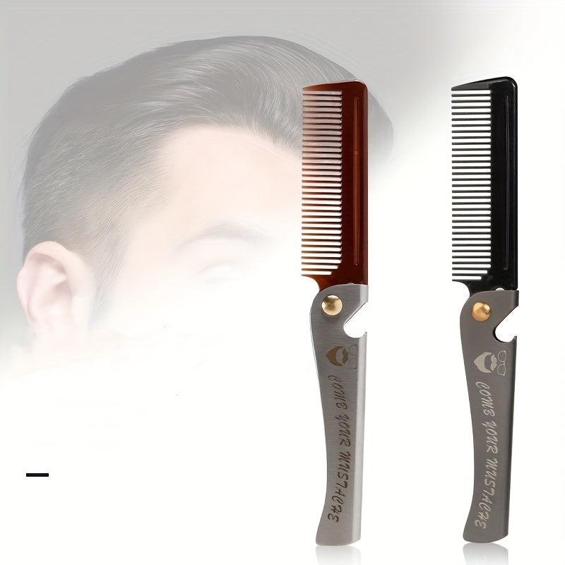 Folding Beard Comb Stainless Steel Men Portable Beard Shaping Tools