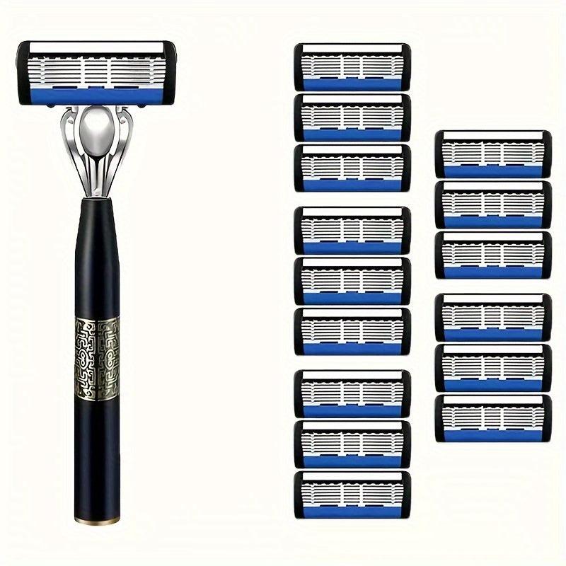 Men's Manual 7 Layer Razor with Non Slip Handle and 3 12 15 21 27 30 36 Blades