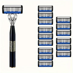 Men's Manual 7 Layer Razor with Non Slip Handle and 3 12 15 21 27 30 36 Blades