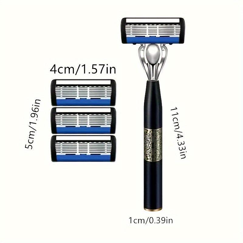 Men's Manual 7 Layer Razor with Non Slip Handle and 3 12 15 21 27 30 36 Blades