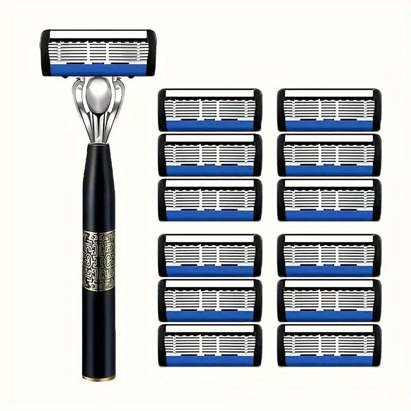 Men's Manual 7 Layer Razor with Non Slip Handle and 3 12 15 21 27 30 36 Blades
