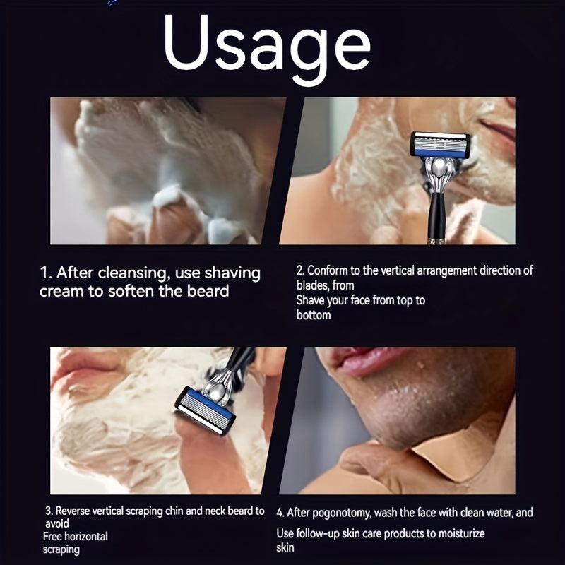 Men's Manual 7 Layer Razor with Non Slip Handle and 3 12 15 21 27 30 36 Blades