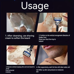 Men's Manual 7 Layer Razor with Non Slip Handle and 3 12 15 21 27 30 36 Blades