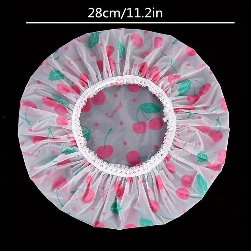 4pcs Adjustable Printed Shower Caps Reusable Waterproof Bath Bonnet
