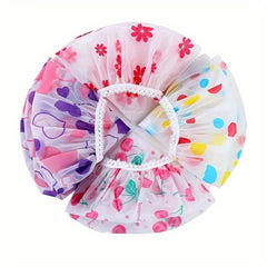 4pcs Adjustable Printed Shower Caps Reusable Waterproof Bath Bonnet