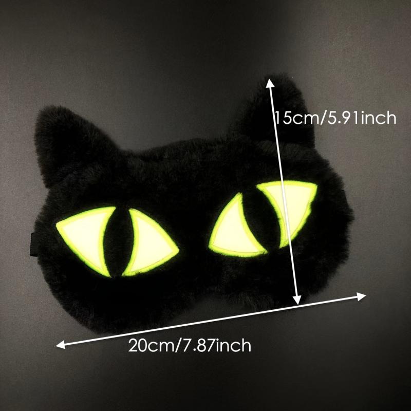 Luminous Cat Eye Mask Plush Cartoon Light Blocking Eye Patch
