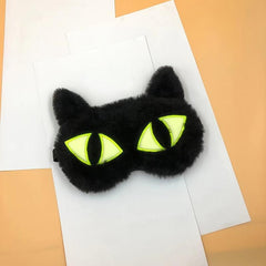 Luminous Cat Eye Mask Plush Cartoon Light Blocking Eye Patch