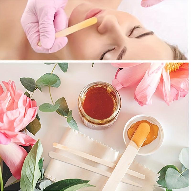 100 Pcs Natural Wood Wax Applicator Sticks for Hair Removal Eyebrow and Body