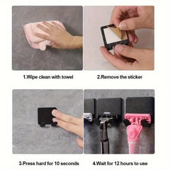 2 Pcs Stainless Steel Bathroom Storage Punch Razor Holder Wall Shelf