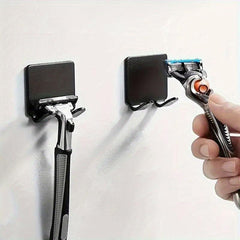 2 Pcs Stainless Steel Bathroom Storage Punch Razor Holder Wall Shelf