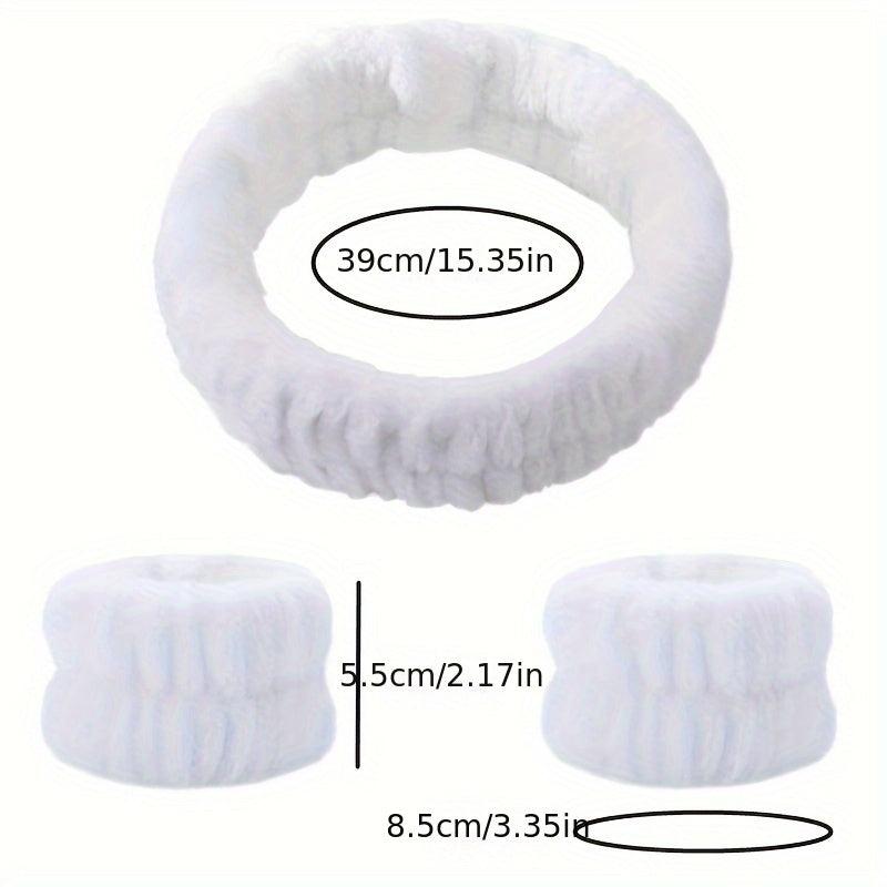 1pc Single 3pcs Set Reusable Spa Headband Wrist Washband Face Wash Straps Set
