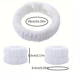 1pc Single 3pcs Set Reusable Spa Headband Wrist Washband Face Wash Straps Set