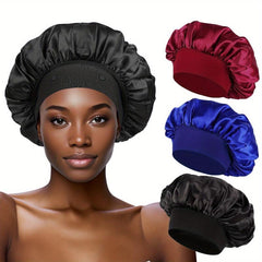 3pcs Satin Bonnet Hair Cap For Sleeping Women