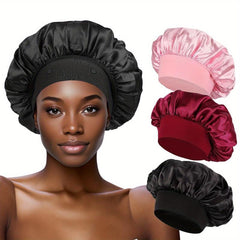 3pcs Satin Bonnet Hair Cap For Sleeping Women