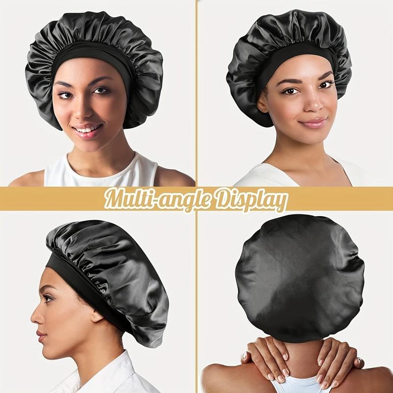 3pcs Satin Bonnet Hair Cap For Sleeping Women