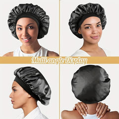 3pcs Satin Bonnet Hair Cap For Sleeping Women