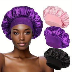 3pcs Satin Bonnet Hair Cap For Sleeping Women