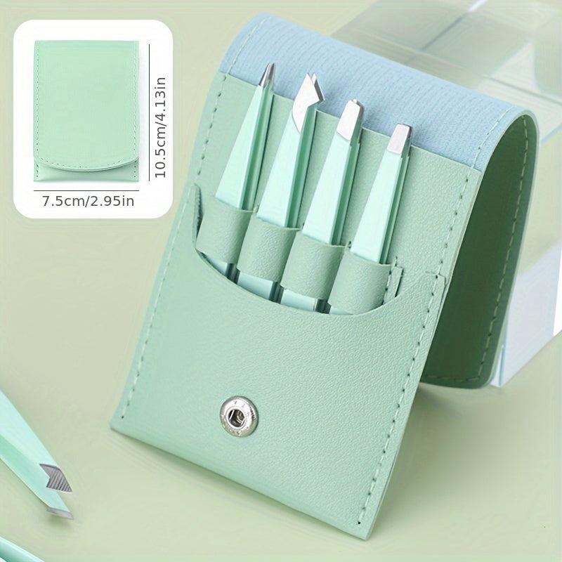 Professional Tweezers Set for Eyebrows & Facial Hair Removal with Storage Bag