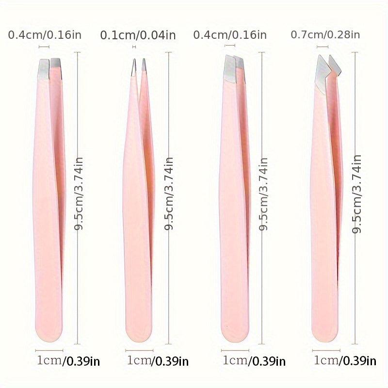 Professional Tweezers Set for Eyebrows & Facial Hair Removal with Storage Bag