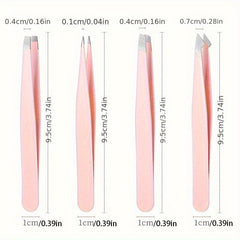Professional Tweezers Set for Eyebrows & Facial Hair Removal with Storage Bag