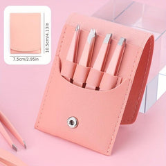 Professional Tweezers Set for Eyebrows & Facial Hair Removal with Storage Bag