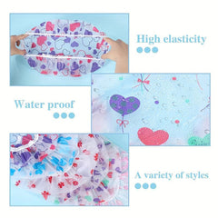 6pcs Cartoon Waterproof Shower Cap for Women