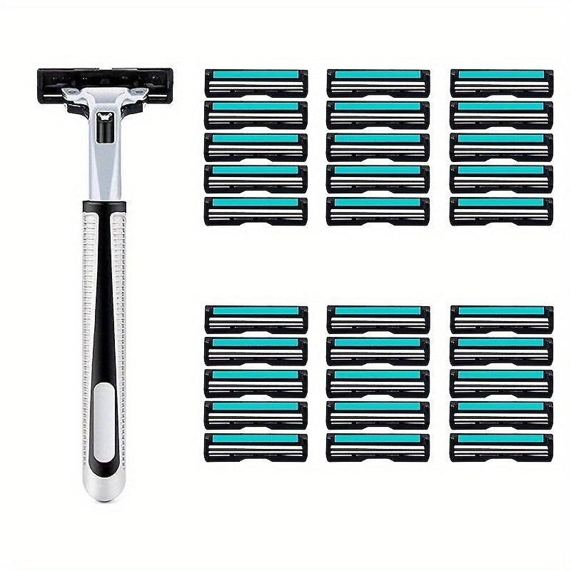 Retro Wet Shaving Twin Blade Safety Razor Holder with 30 Stainless Steel Blades
