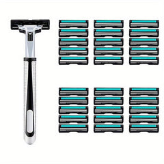Retro Wet Shaving Twin Blade Safety Razor Holder with 30 Stainless Steel Blades