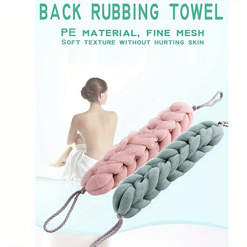 Long Stretch Back Sponge With Rope Handles Exfoliating Body Scrub