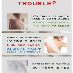 Long Stretch Back Sponge With Rope Handles Exfoliating Body Scrub