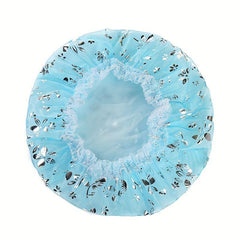 2pcs Double Layer Shower Caps Adjustable Printed Bonnet