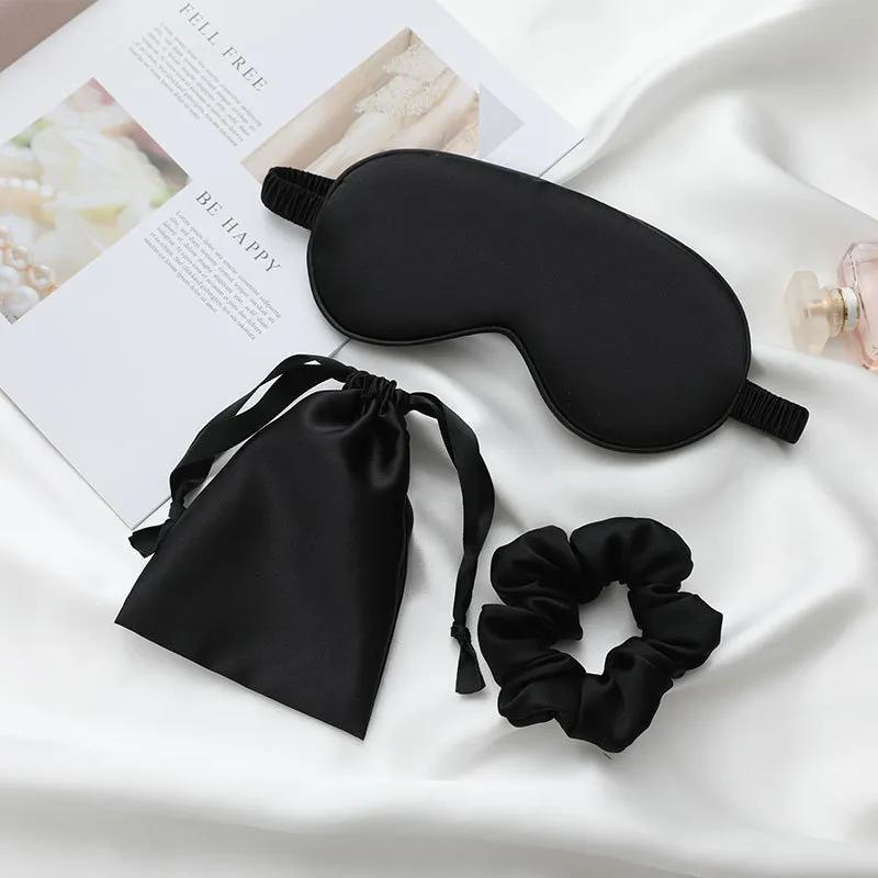 3Pcs Set Silk Eye Mask Face Mask Eyeshade Blindfold Travel Rest Eye Cover
