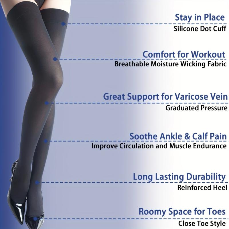 15-20 MmHg Compression Thigh High Stockings for Men and Women