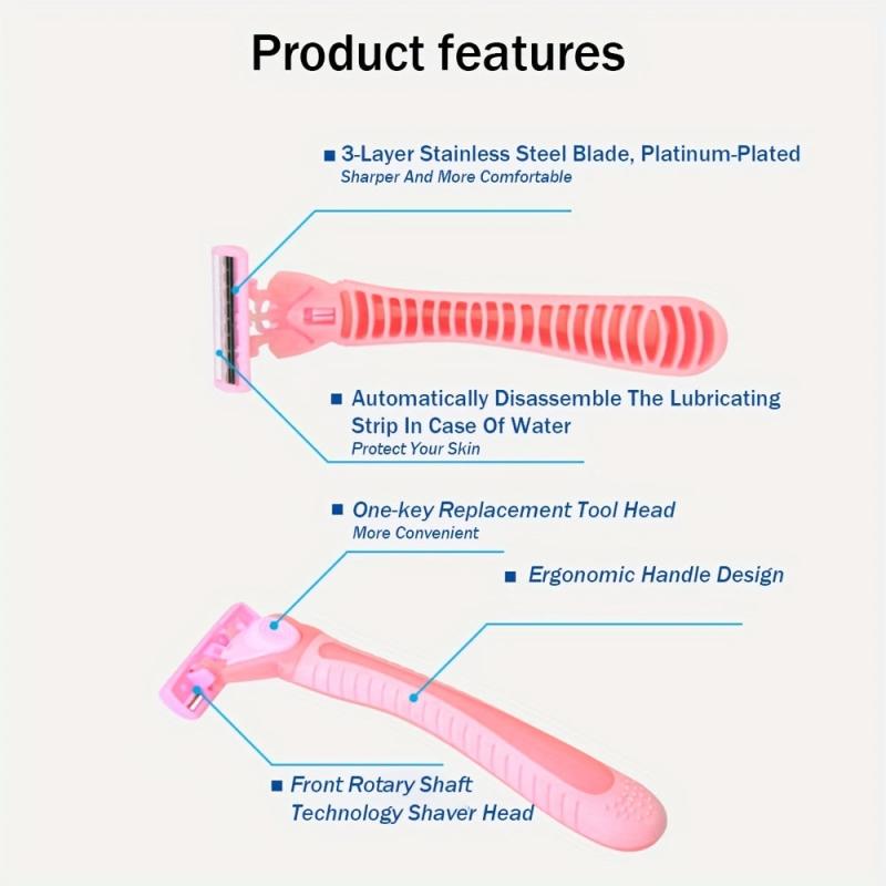 Pink Ladies Manual Razor 3 Layer Stainless Steel Blades