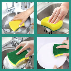 24pcs Double Sided Scouring Pad Sponge for Household Cleaning