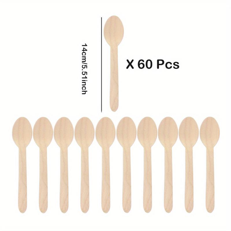 60Pcs Wooden Tableware Fork Spoon Set for Parties Wedding Banquets