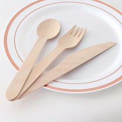 60Pcs Wooden Tableware Fork Spoon Set for Parties Wedding Banquets